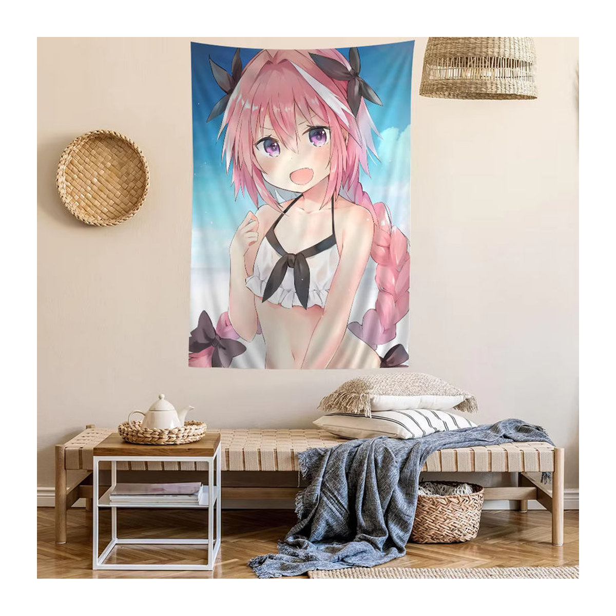 Schicksal Apocrypha Astolfo Anime Wandteppich mit floralem Design im Bohemian-Stil, mehrfarbig - Bild 4