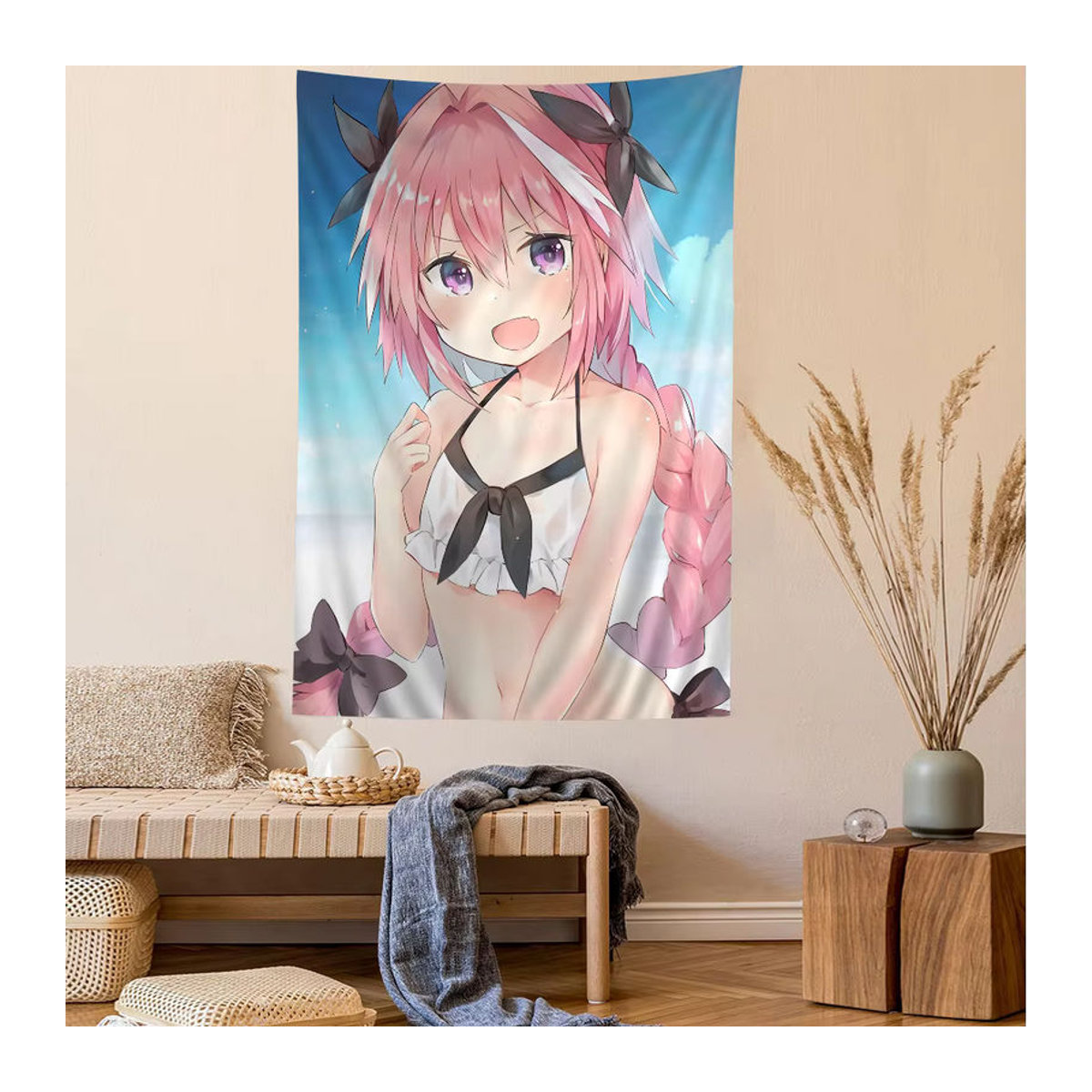 Schicksal Apocrypha Astolfo Anime Wandteppich mit floralem Design im Bohemian-Stil, mehrfarbig - Bild 5