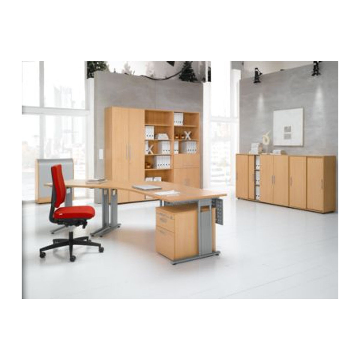 Schiebetürenschrank PALENQUE mit 3 Oberschränken in Buche, B: 80 cm, T: 40 cm, H: 110,4 cm - Bild 1