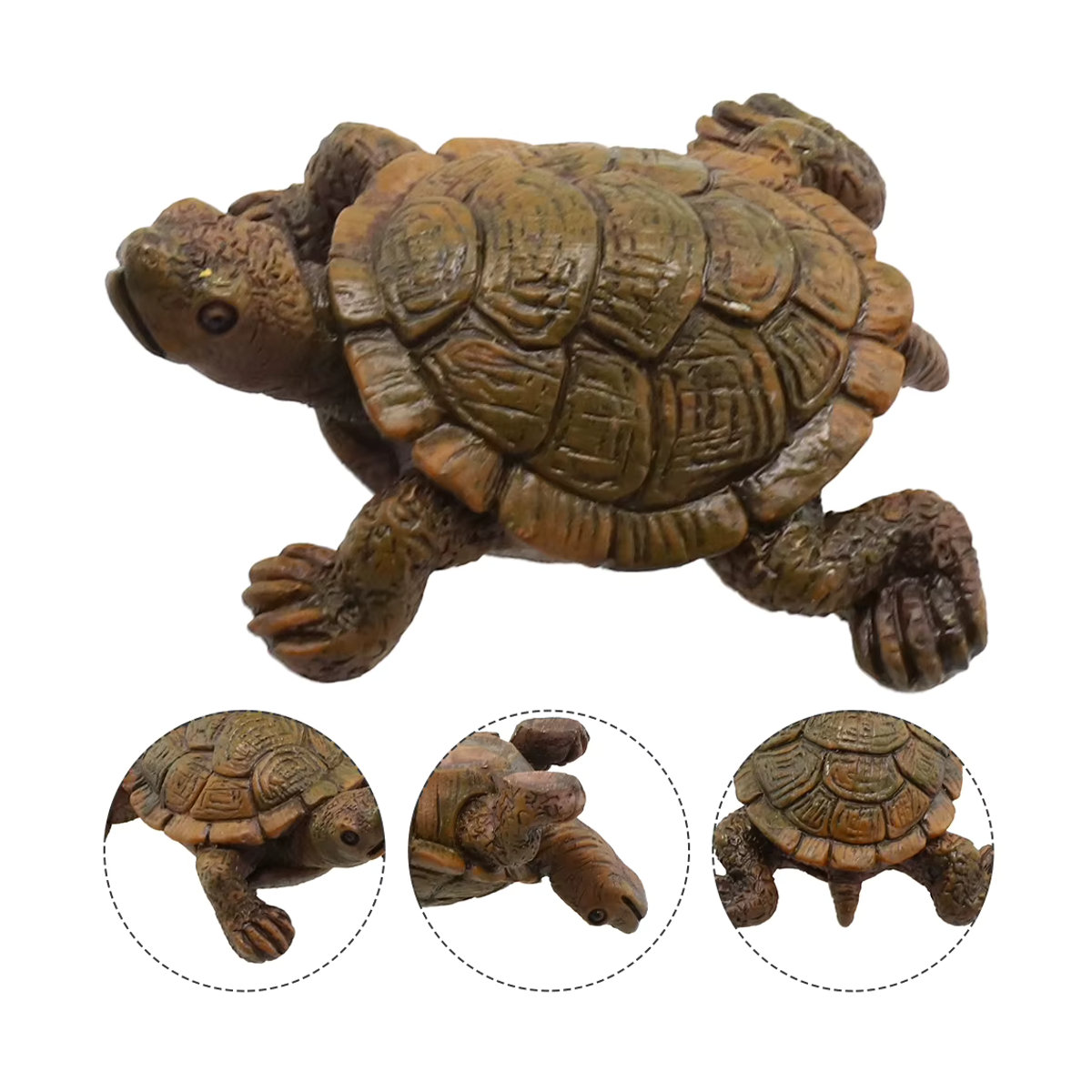 Schildkröten Statue Ornament in Braun aus Kunstharz für Aquarium und Garten Dekoration, B/H: 5,6 x 7 cm - Bild 5