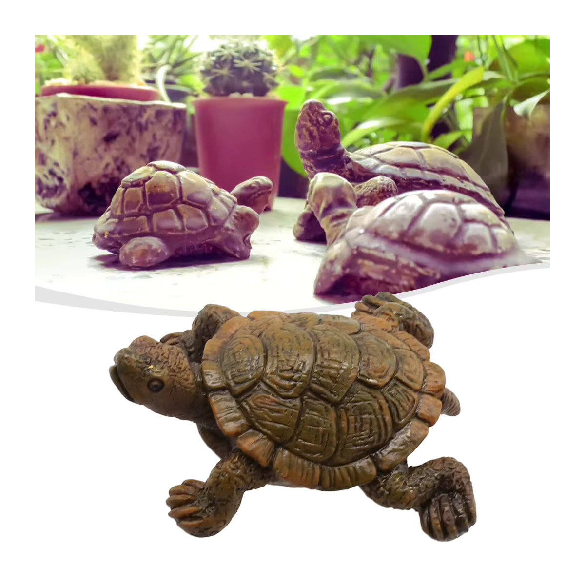 Schildkröten Statue Ornament in Braun aus Kunstharz für Aquarium und Garten Dekoration, B/H: 5,6 x 7 cm - Bild 6