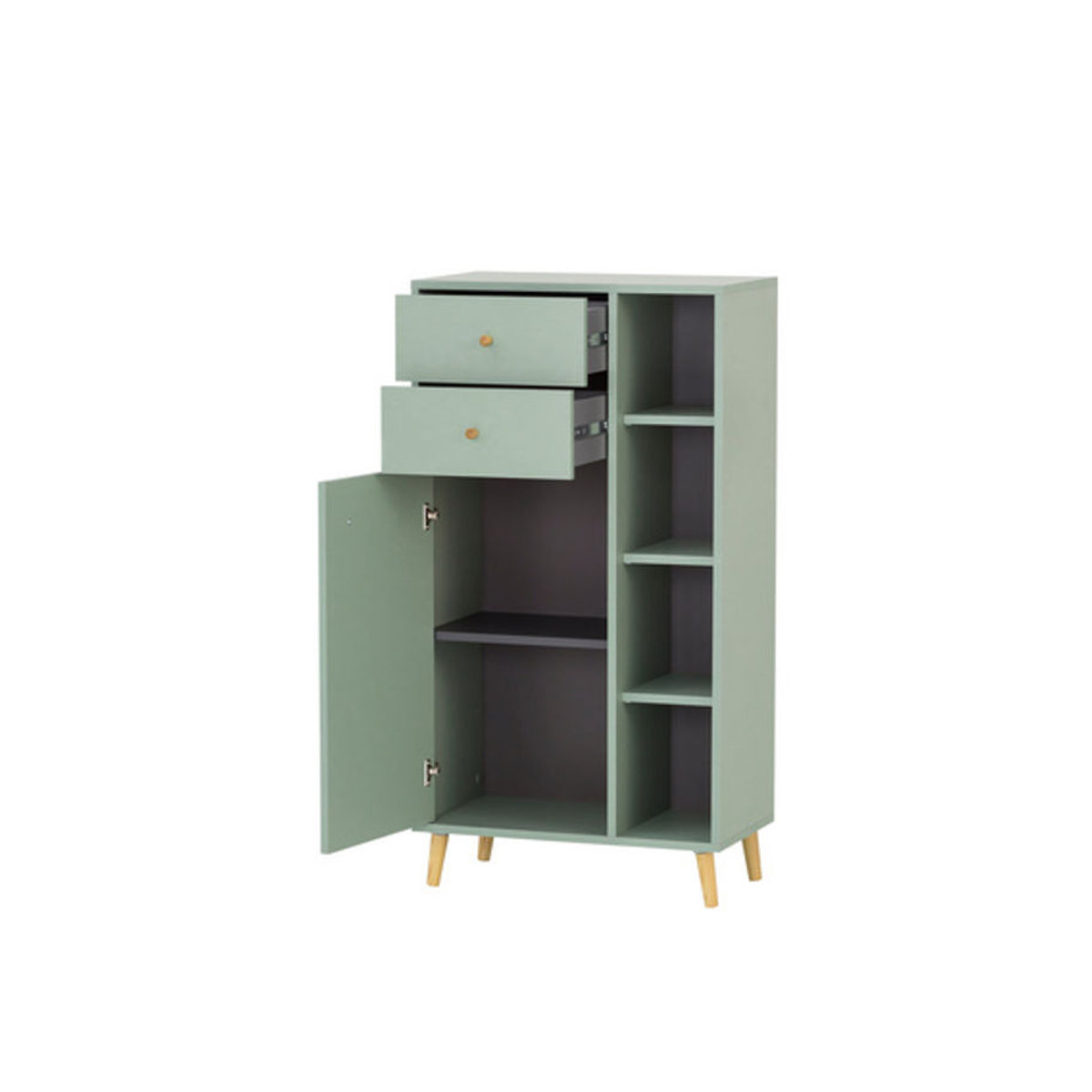 Schildmeyer Highboard Bjarne in Grün aus Holzwerkstoff und Metall, B/H/T: 33 x 113,4 x 60,2 cm - Bild 2