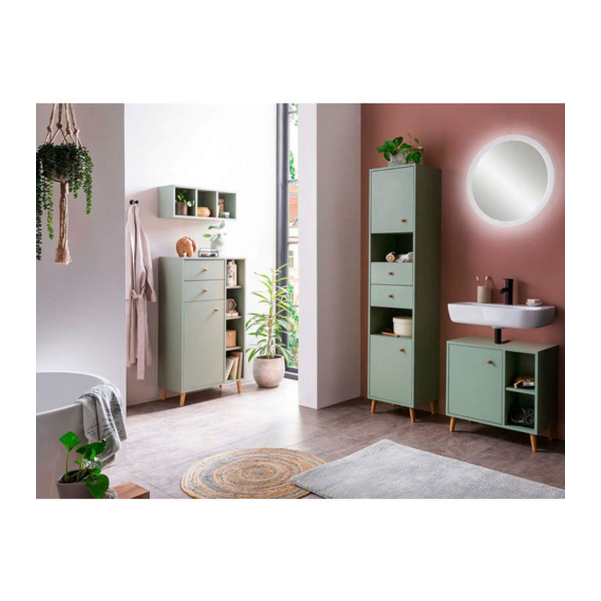 Schildmeyer Highboard Bjarne in Grün aus Holzwerkstoff und Metall, B/H/T: 33 x 113,4 x 60,2 cm - Bild 3
