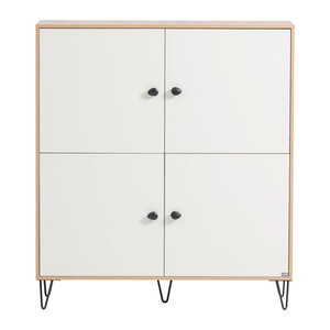 Schildmeyer Highboard Looks Organic in Eiche Natur, Beige, Schwarz oder Weiß im skandinavischen Design aus Holzwerkstoff und Metall