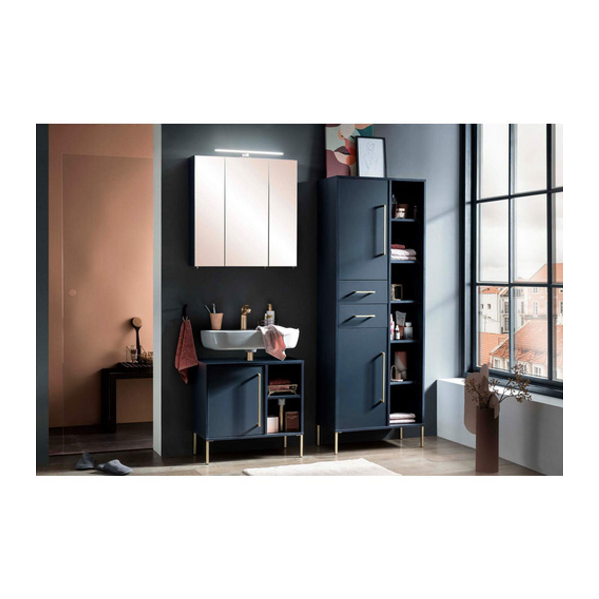 Schildmeyer Hochschrank Kent in Blau mit Soft-Close und verstellbaren Regalböden, B/T/H: 33,1 x 67,1 x 184,3 cm - Bild 2