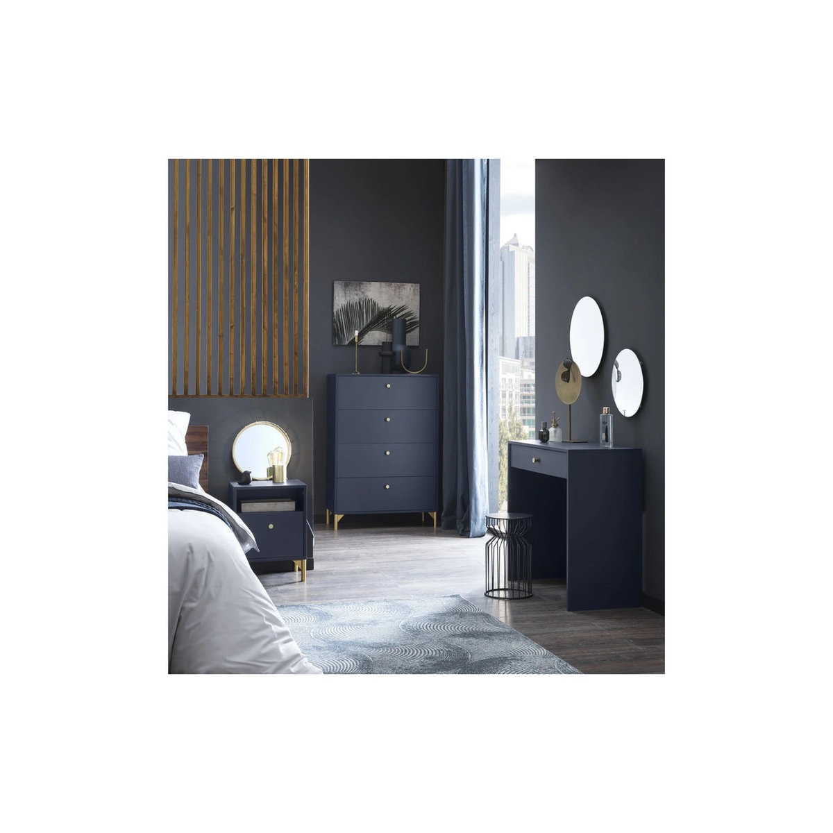Schildmeyer Nachttisch Alfa 400 1SK in Blau B/H/T: 40,3 x 53,2 x 33,5 cm - Bild 2