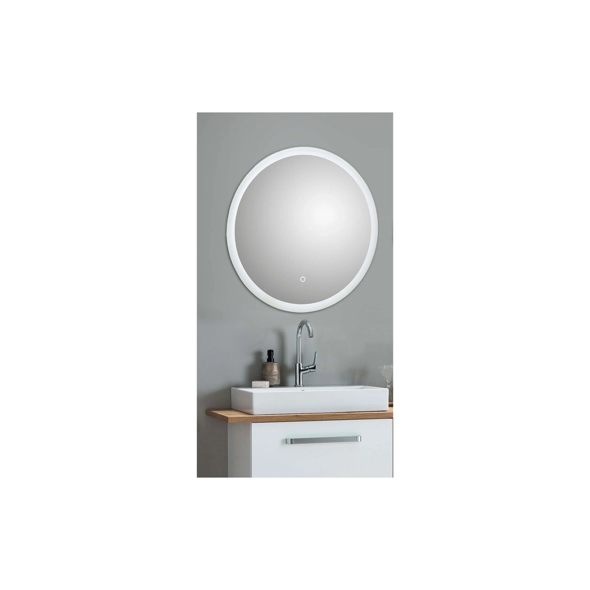 SCHILDMEYER Rundspiegel mit LED-Beleuchtung und Sensorschalter, silber, B/H/T: 60 x 60 x 3 cm - Bild 3