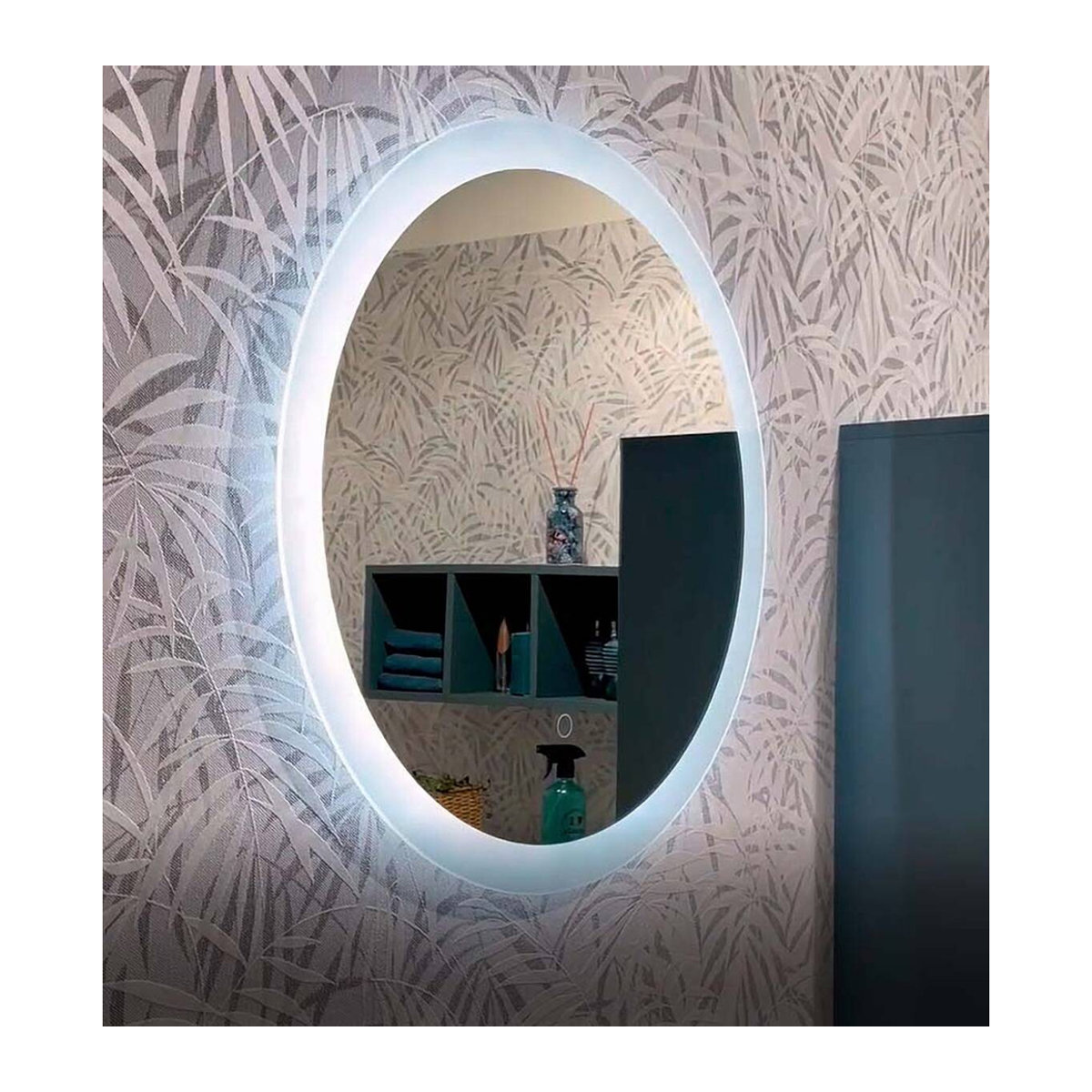SCHILDMEYER Rundspiegel mit LED-Beleuchtung und Sensorschalter, silber, B/H/T: 60 x 60 x 3 cm - Bild 5