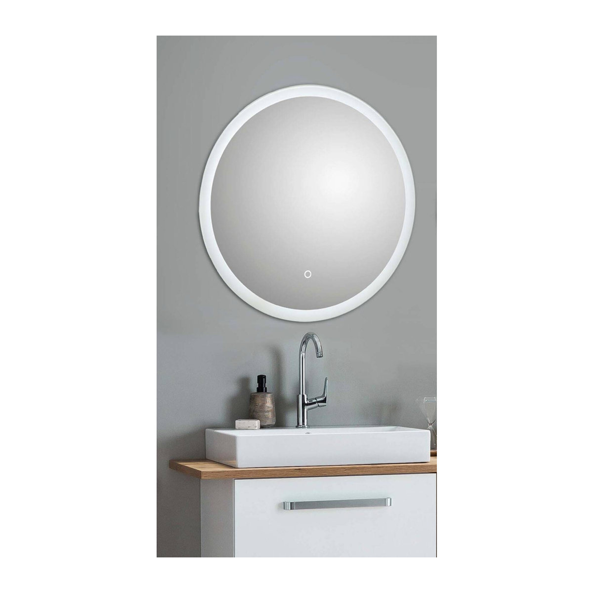 SCHILDMEYER Rundspiegel mit LED-Beleuchtung und Sensorschalter, silber, B/H/T: 60 x 60 x 3 cm - Bild 6