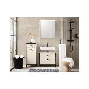 Schildmeyer Spiegelschrank Edda mit LED Beleuchtung in Cremebeige, B/H/T: 63,5 x 72,4 x 17,5 cm
