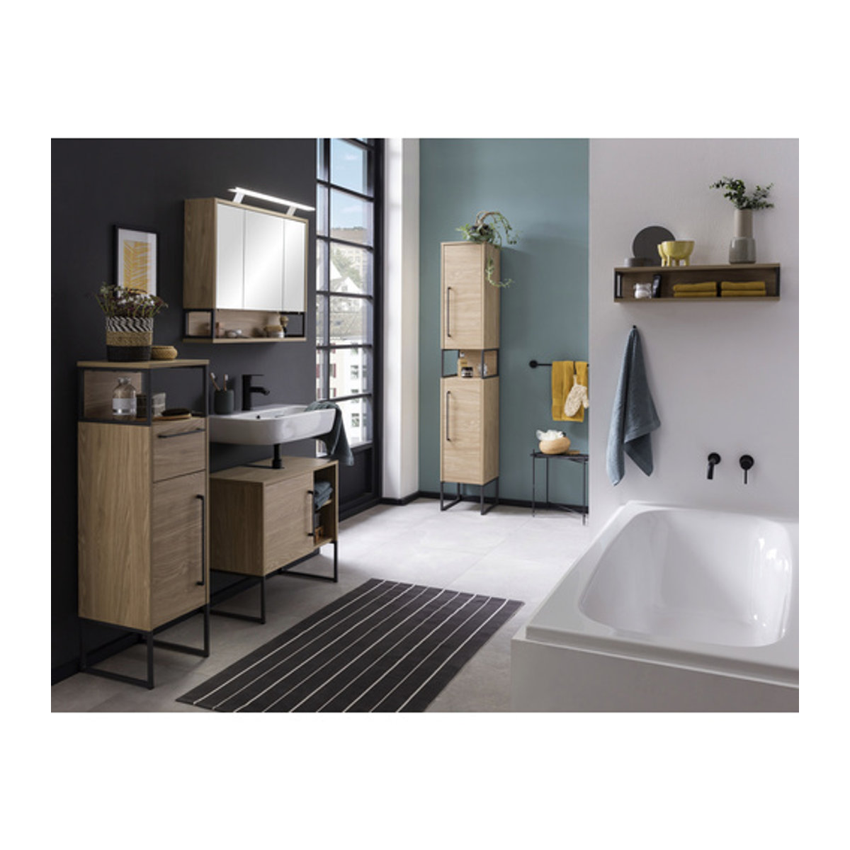 Schildmeyer Spiegelschrank Limone Eiche hell Wandspiegel B/H/T: 70 x 68 x 16 cm - Bild 3