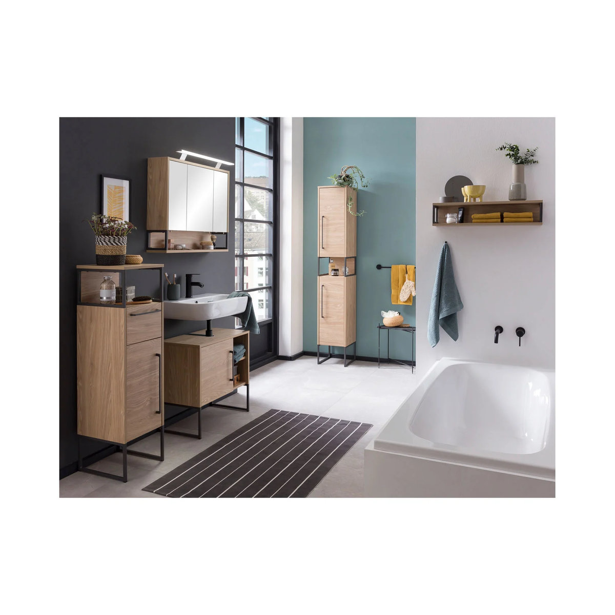Schildmeyer Spiegelschrank Limone Eiche hell Wandspiegel B/H/T: 70 x 68 x 16 cm - Bild 5