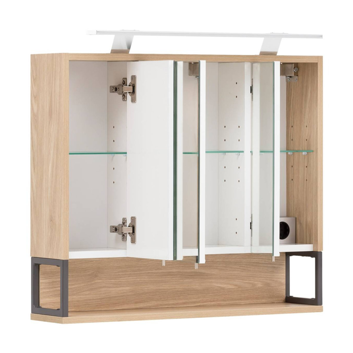 Schildmeyer Spiegelschrank Limone Eiche hell Wandspiegel B/H/T: 70 x 68 x 16 cm - Bild 7