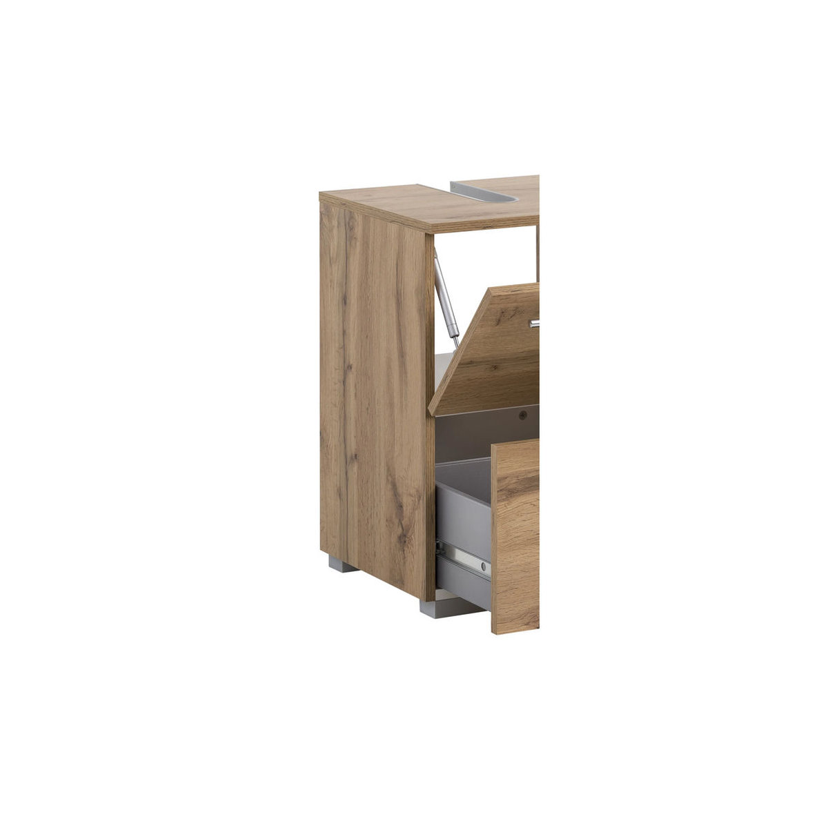 Schildmeyer Waschbeckenunterschrank Carlos in Eiche Natur Braun im Landhausstil mit Drehtüren, B/H/T: 80,2 x 59,1 x 35 cm - Bild 3