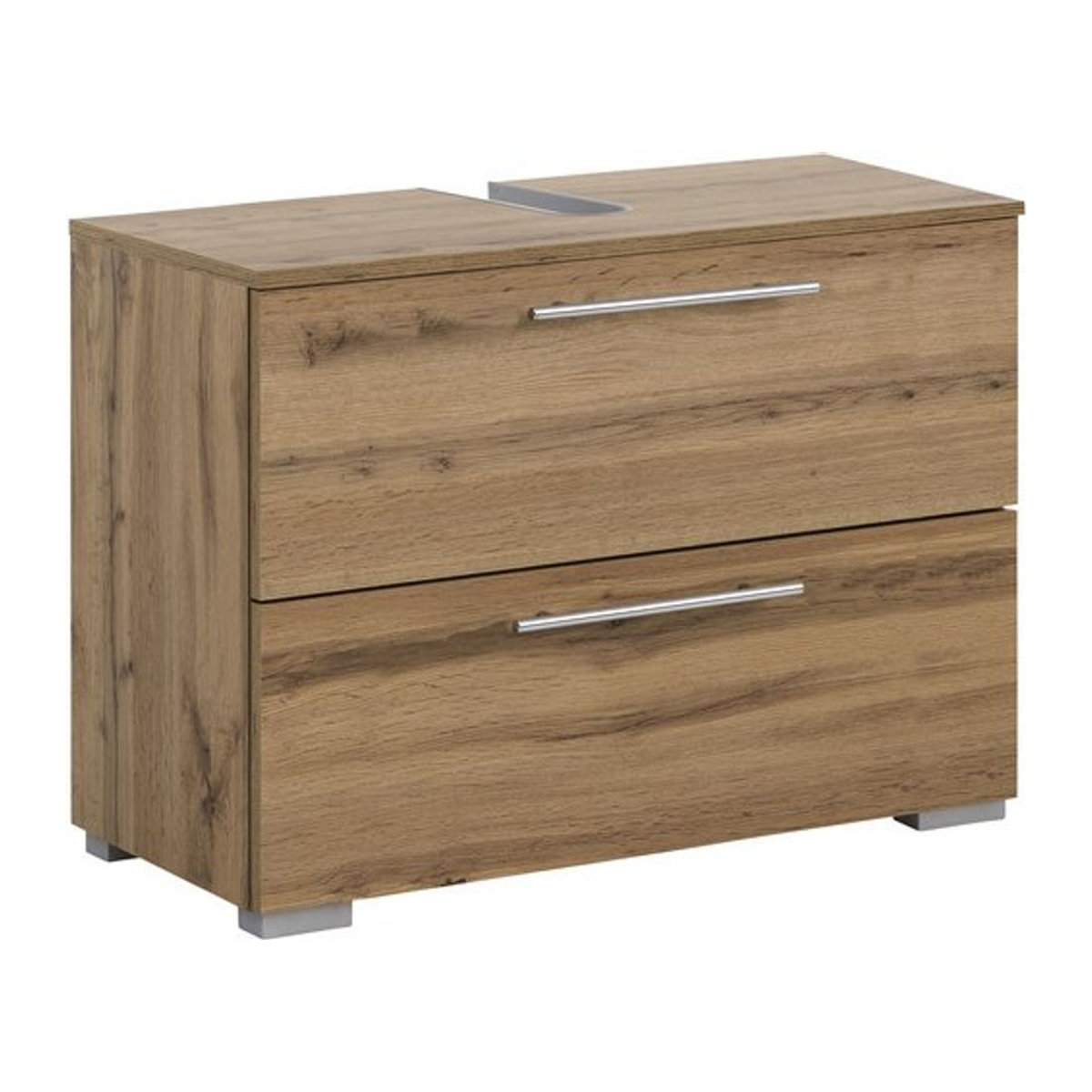 Schildmeyer Waschbeckenunterschrank Carlos in Eiche Natur Braun im Landhausstil mit Drehtüren, B/H/T: 80,2 x 59,1 x 35 cm - Bild 4