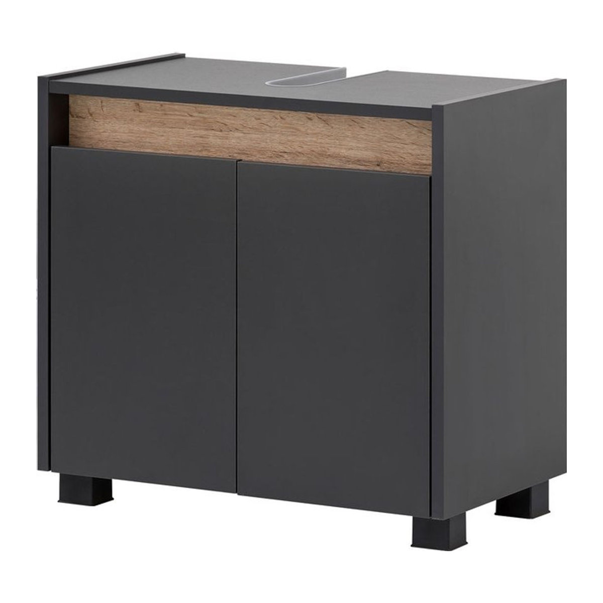 Schildmeyer Waschbeckenunterschrank Cosmo in Anthrazit mit Drehtüren, B/H/T: 56,9 x 54,6 x 33 cm - Bild 1