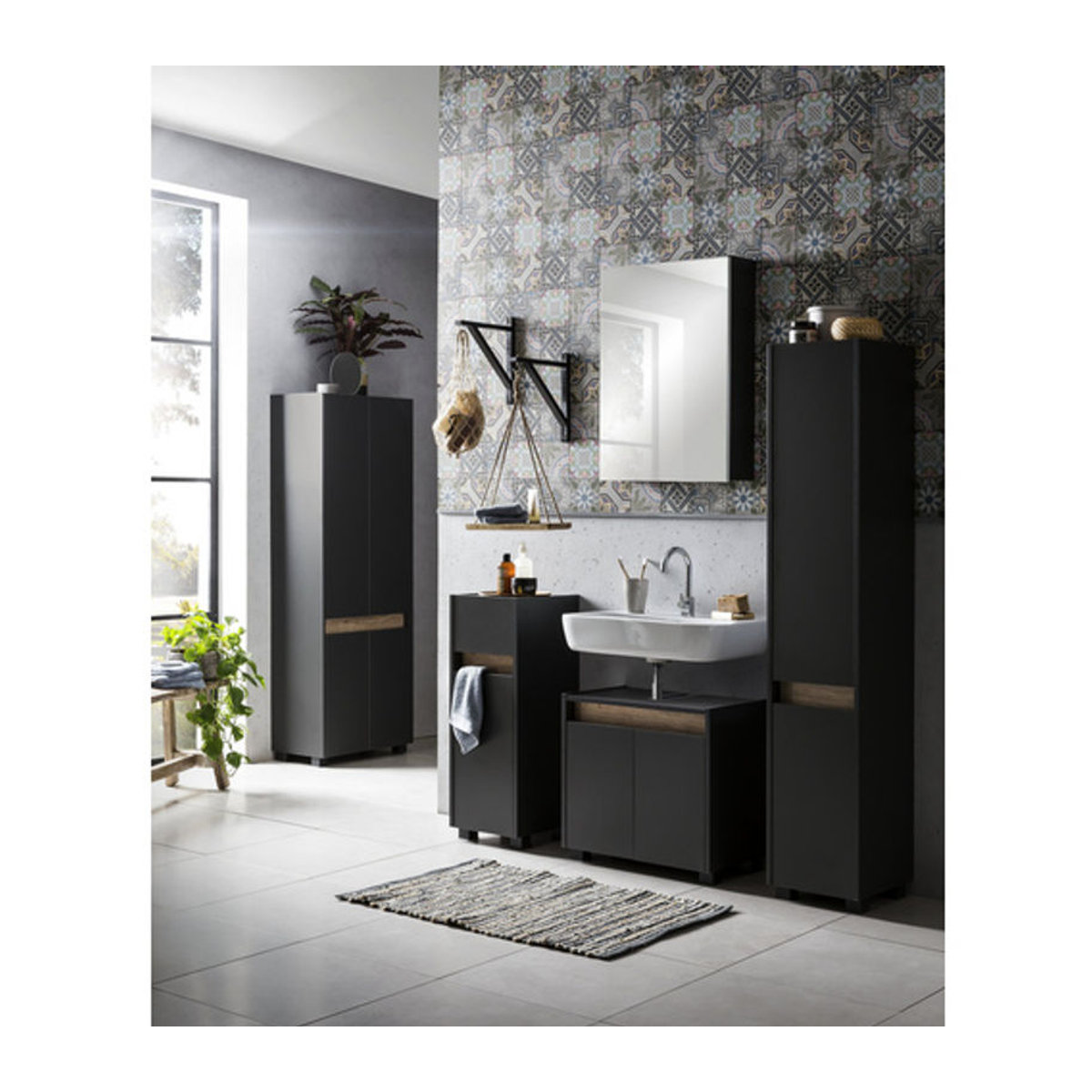 Schildmeyer Waschbeckenunterschrank Cosmo in Anthrazit mit Drehtüren, B/H/T: 56,9 x 54,6 x 33 cm - Bild 5