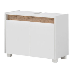 Schildmeyer Waschbeckenunterschrank Cosmo modern in Weiß und Braun mit Drehtüren, B/H/T: 80 x 54,6 x 33 cm