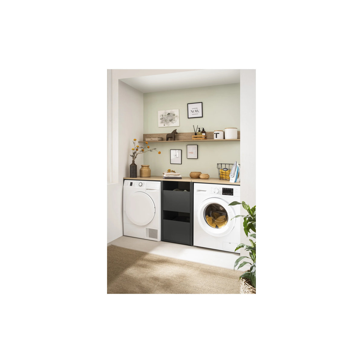 Schildmeyer Waschmaschinenschrank Solea Set in Anthrazit und Schwarz aus Holzwerkstoff Eiche im modernen Design B: 67,1 cm, H: 96 cm - Bild 2