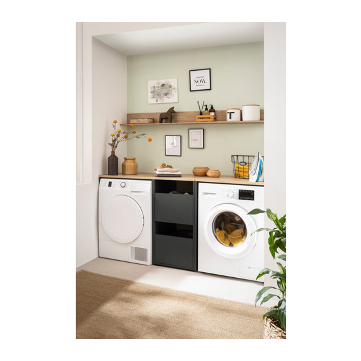 Schildmeyer Waschmaschinenschrank Solea Set in Anthrazit und Schwarz aus Holzwerkstoff Eiche im modernen Design B: 67,1 cm, H: 96 cm - Bild 3