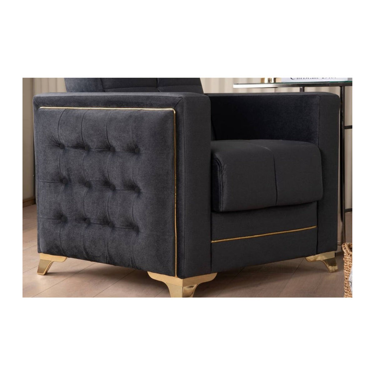 Schlafsofa Cavana 3-2-1 in Anthrazit aus Microfaser - Bild 1