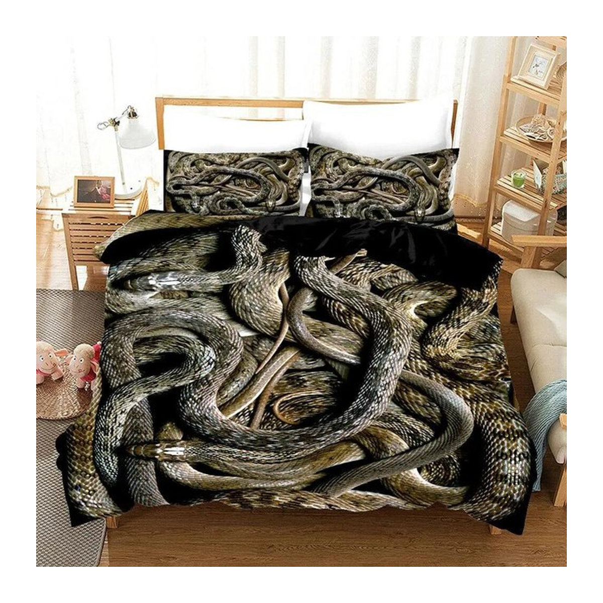 Schlangen-Bettwäsche-Set Your Warm Home mit 3D-Digitaldruck, mehrfarbig, B/H: 140 x 210 cm - Bild 1