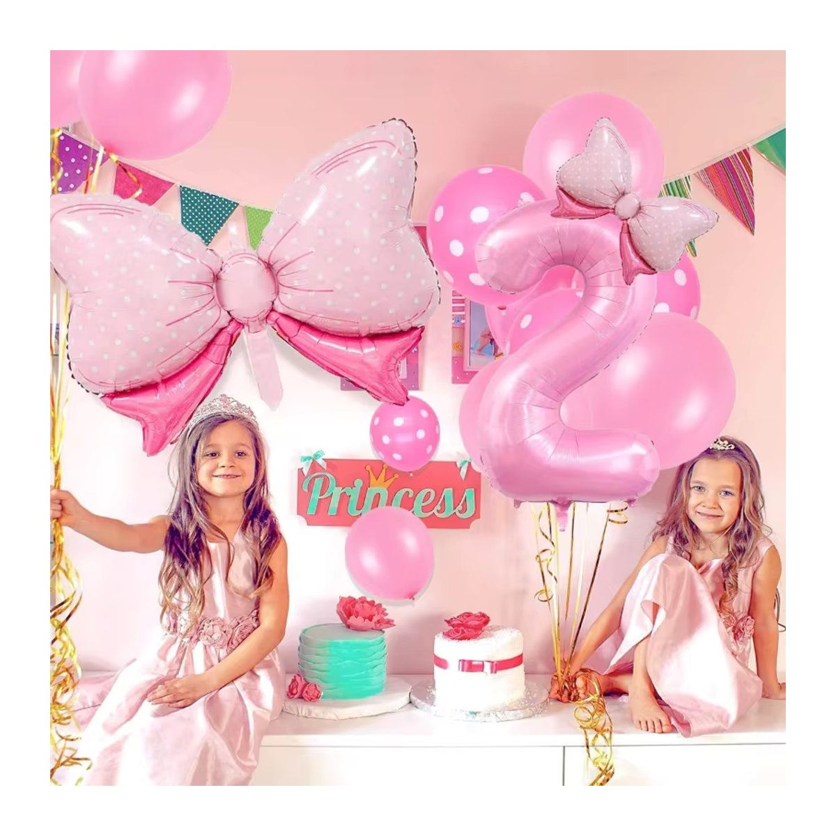 Schleifen-Ballon-Set aus Aluminiumfolie in Rosa und Mehrfarbig für Baby- und Geburtstagsdekorationen, 40 Zoll - Bild 3