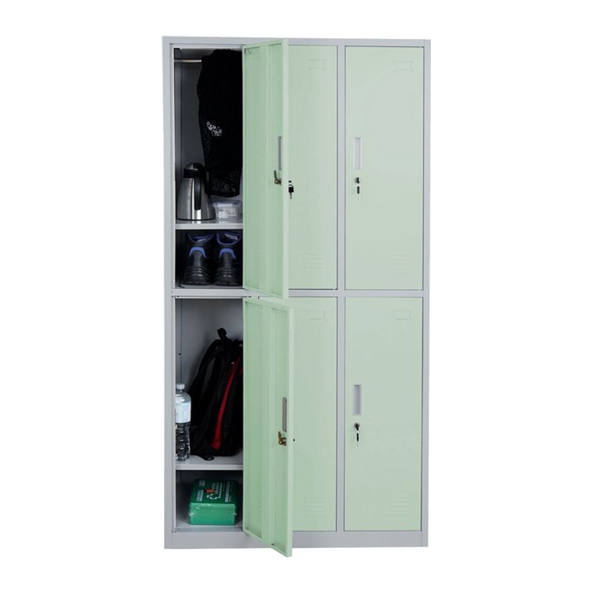 Schließfachschrank Preston T829 von MCW mit 6 Fächern aus Metall in Grün - Bild 1