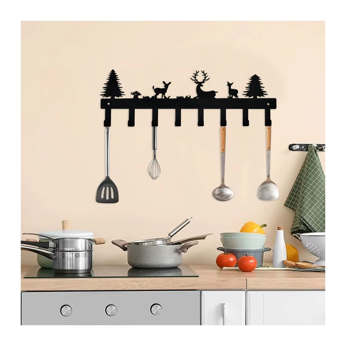 Schlüsselhalter aus Metall in Form eines Waldhirschen als Wandhalterung in Schwarz für dein Zuhause - Bild 4