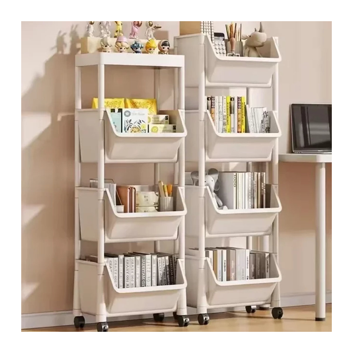 Schmaler Trolley als Organizer für Küche, Badezimmer oder Wohnzimmer in Weiß - Bild 1
