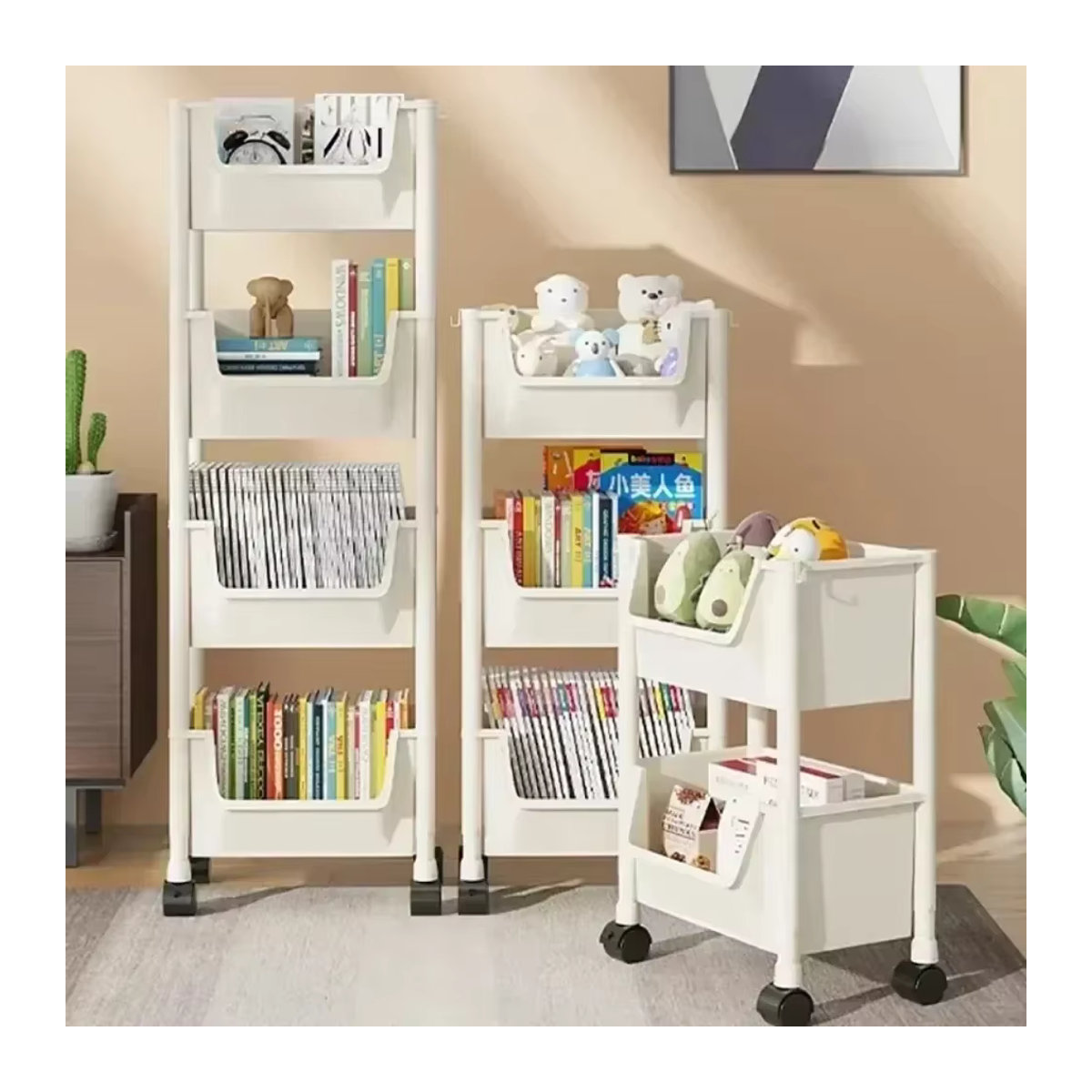 Schmaler Trolley als Organizer für Küche, Badezimmer oder Wohnzimmer in Weiß - Bild 3