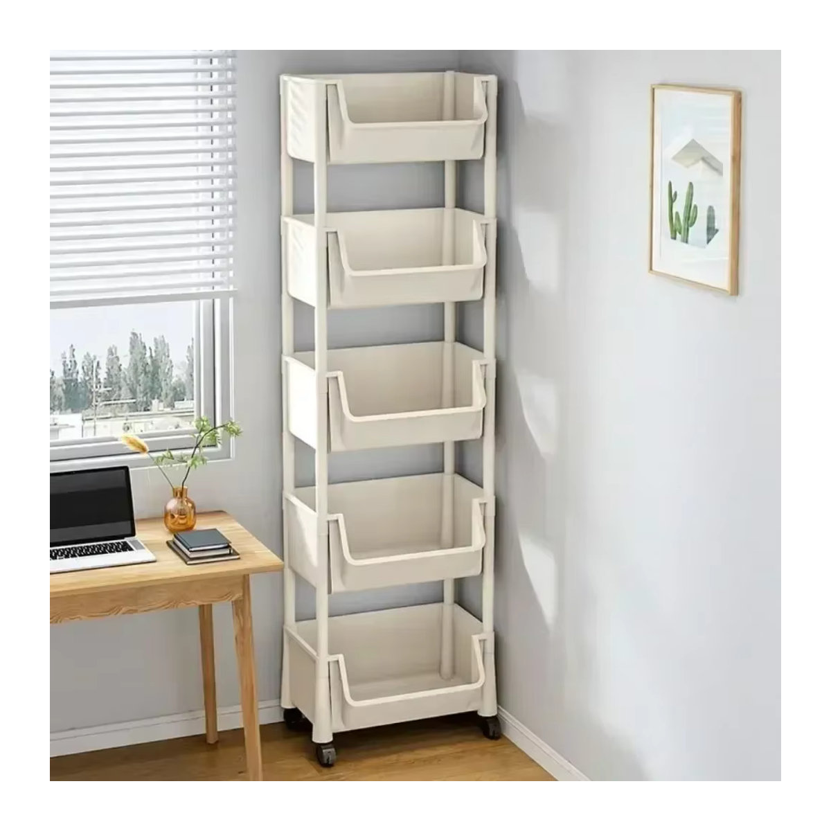Schmaler Trolley als Organizer für Küche, Badezimmer oder Wohnzimmer in Weiß - Bild 4