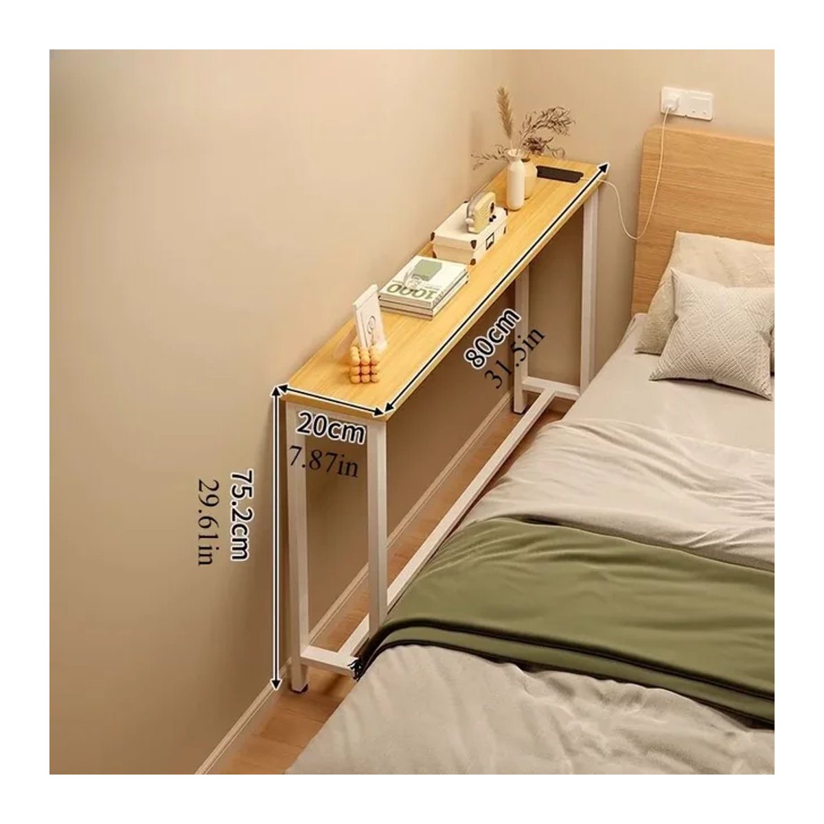Schmaler Wandtisch und Aufbewahrungsschrank im minimalistischen Design aus Metall, erhältlich in Braun oder Weiß - Bild 1