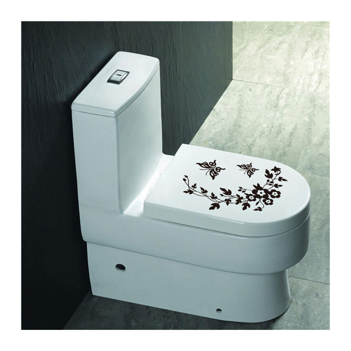 Schmetterlings- und Blumen-Wandaufkleber in Schwarz für Badezimmer, Laptop und Wände aus Kunststoff - Bild 4