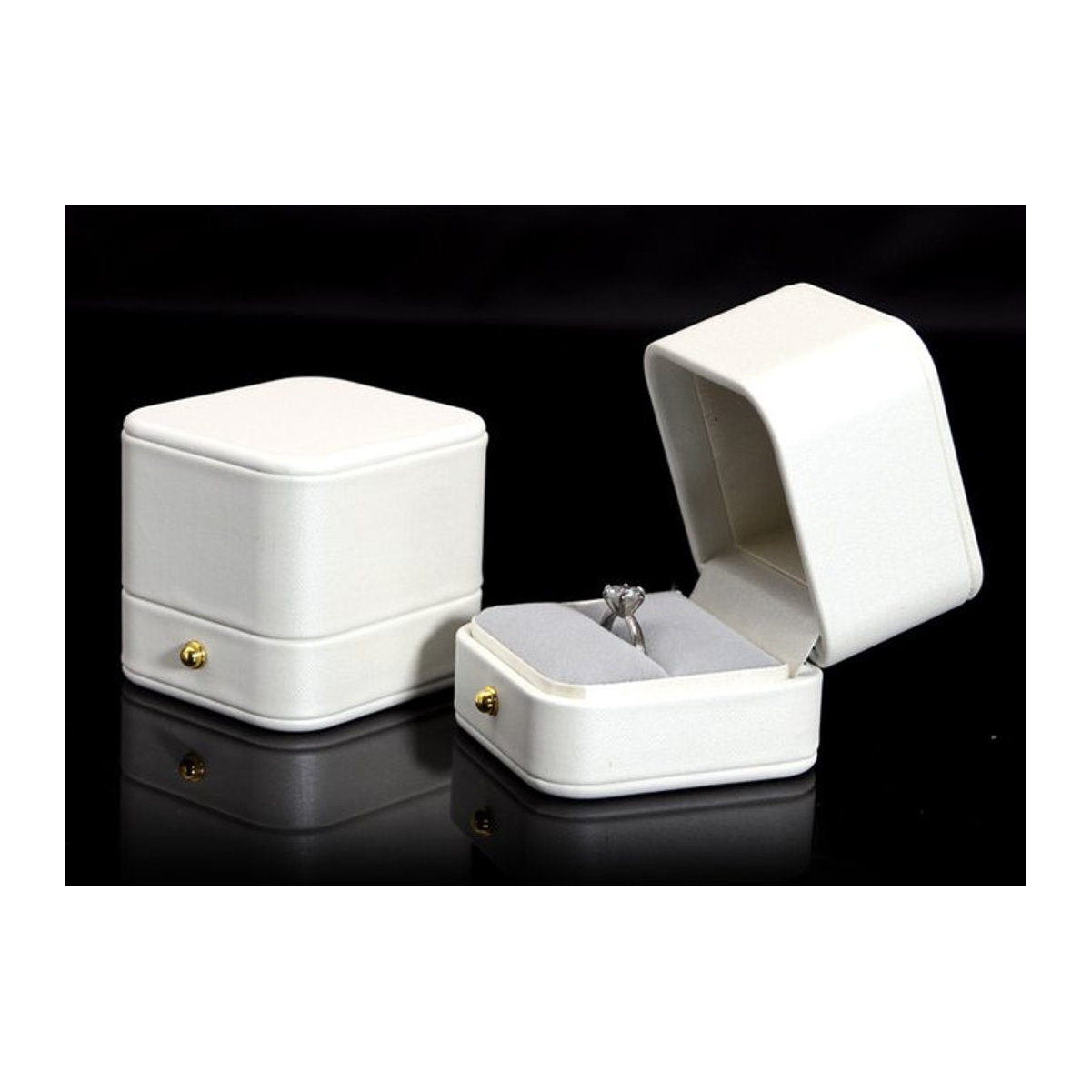 Schmuckaufbewahrungsbox aus weißem PU-Leder für Ohrringe, Ringe, Anhänger, Halsketten und Armbänder - Bild 1