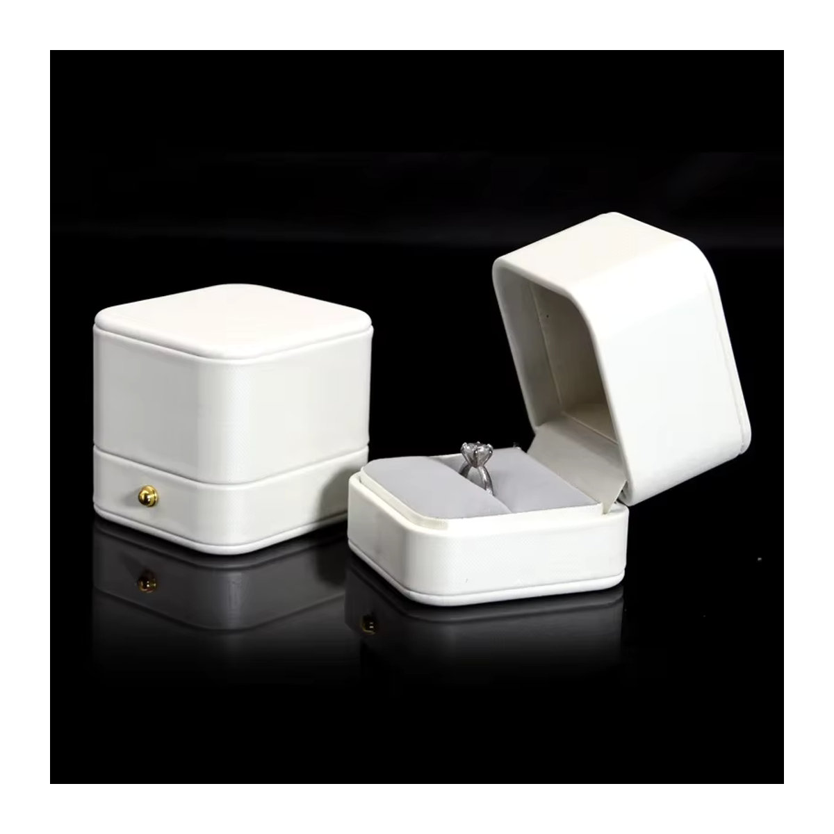 Schmuckaufbewahrungsbox aus weißem PU-Leder für Ohrringe, Ringe, Anhänger, Halsketten und Armbänder - Bild 3