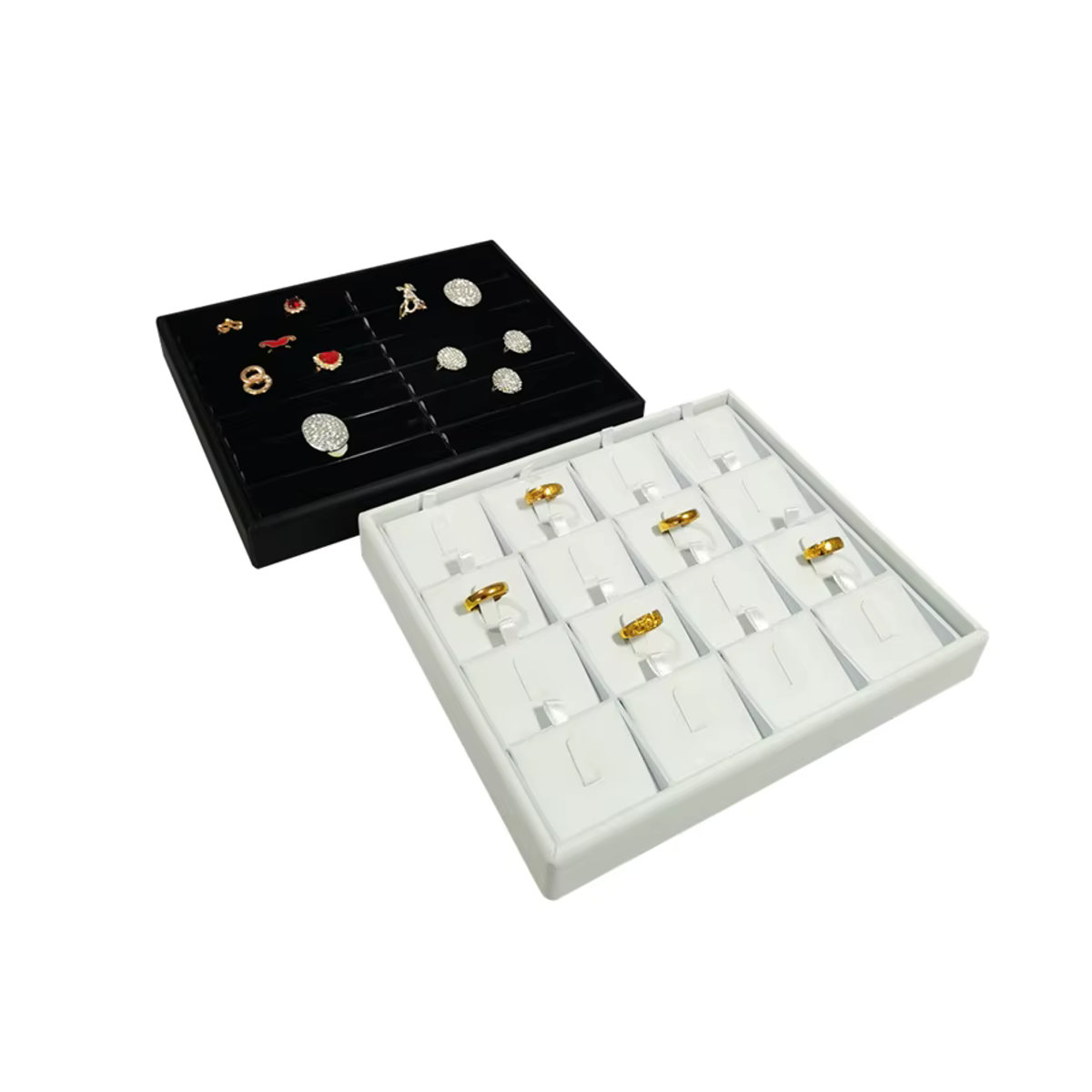 Schmucktablett TREACHI zur Organisation von Ringen, Ohrringen und Armbändern aus Kunststoff in Weiß oder Schwarz - Bild 2