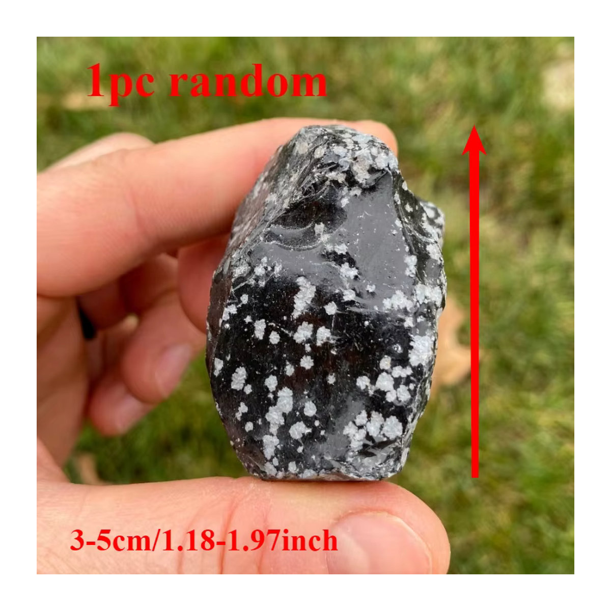 Schneeflocken-Obsidian Rohstein von CrystalHola in Schwarz, unregelmäßig geformter böhmischer Stein mit Schneeflockenmustern - Bild 4