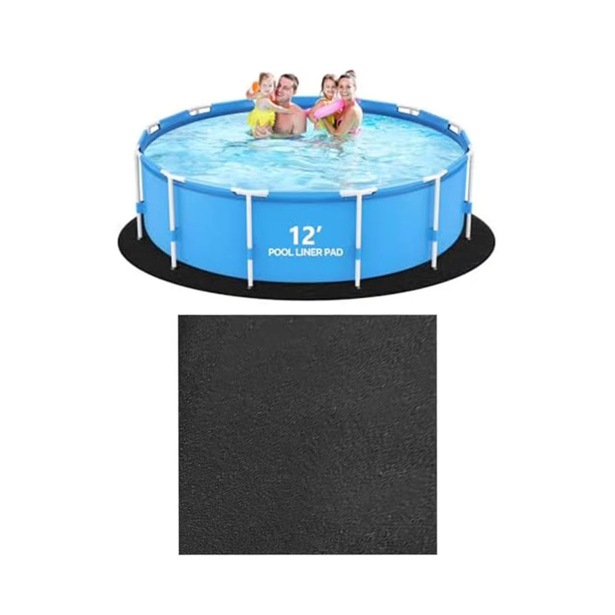 Schneidbare Bodenschutzmatte für AboveGround Pools, quadratischer Pool Liner Pad aus Stoff, Schwarz - Bild 3