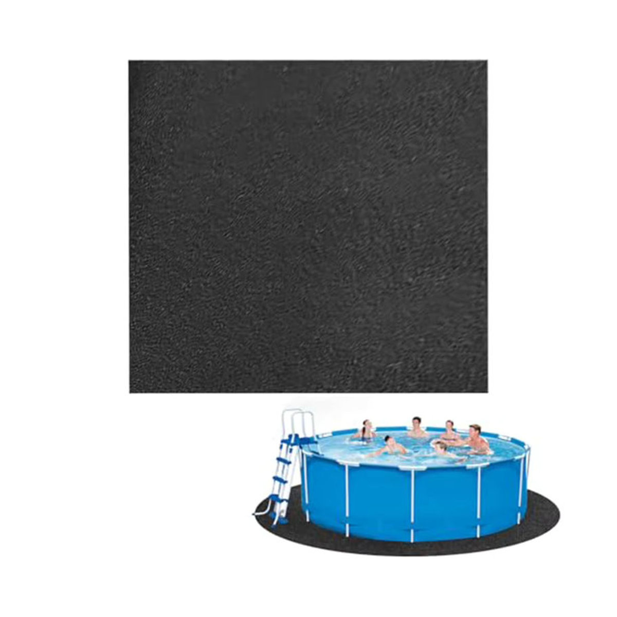 Schneidbare Bodenschutzmatte für AboveGround Pools, quadratischer Pool Liner Pad aus Stoff, Schwarz - Bild 4