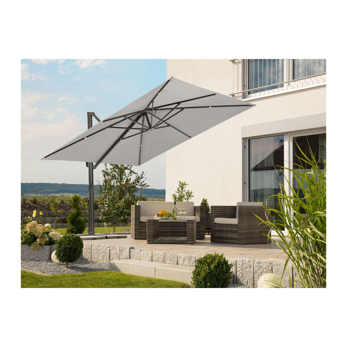 Schneider Ampelschirm Rhodos Smart Silbergrau B/B: 300 x 300 cm - Bild 2