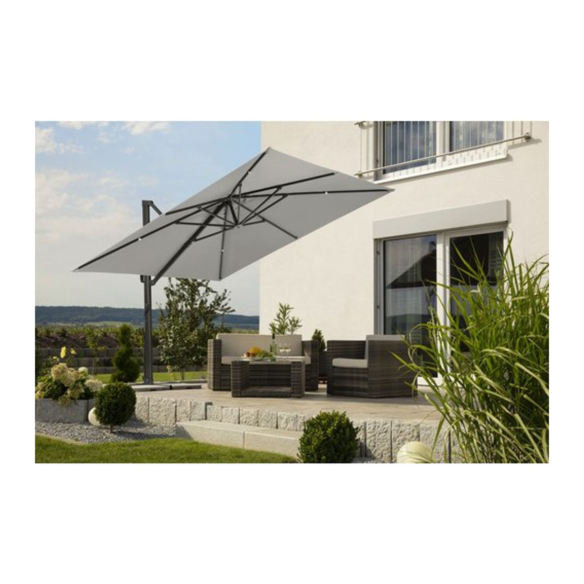 Schneider Ampelschirm Rhodos Smart Silbergrau B/B: 300 x 300 cm - Bild 3