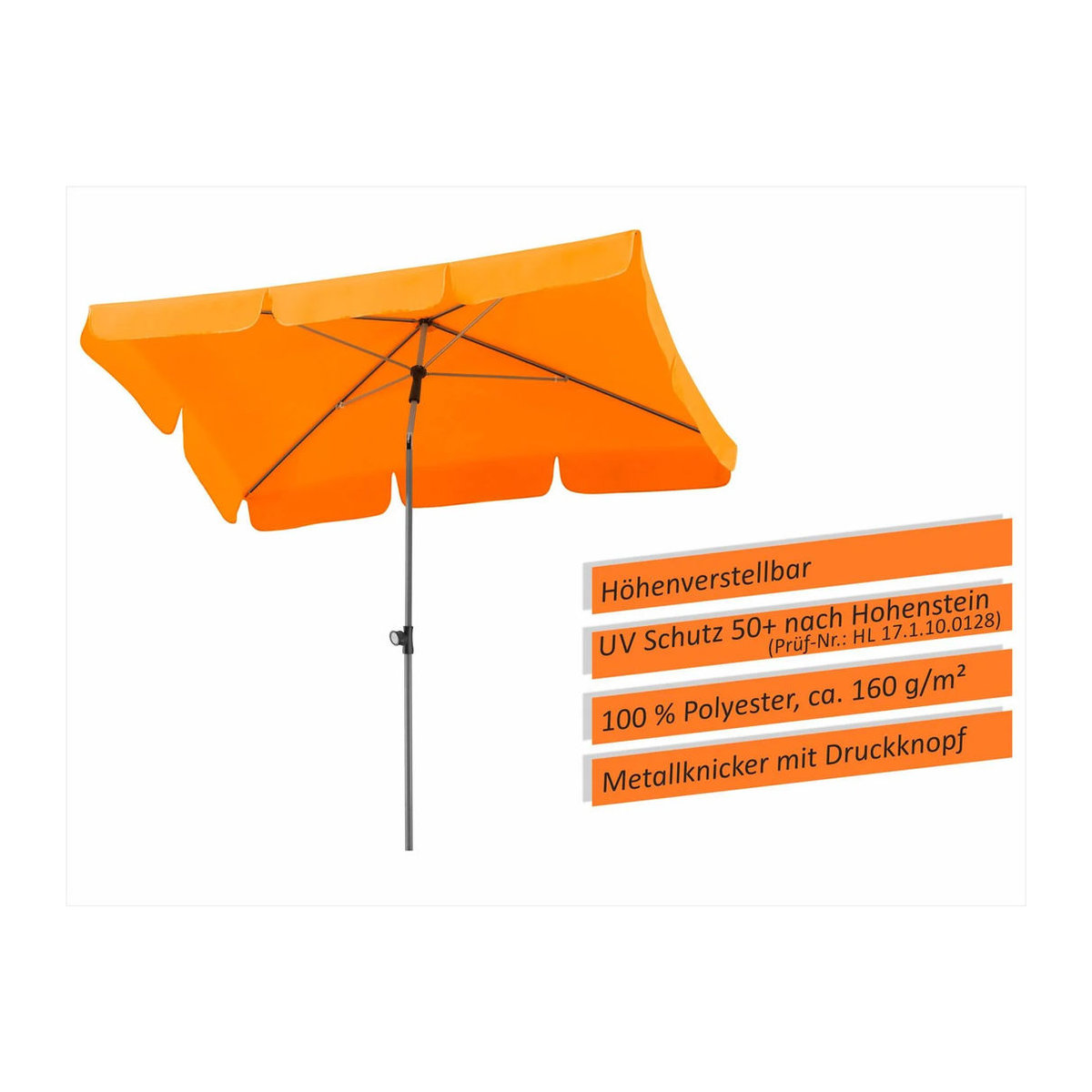 Schneider Mittelmastschirm Locarno Sonnenschirm aus Polyester in Orange mit Durchmesser: 2,28 m und Höhe: 240 cm - Bild 1