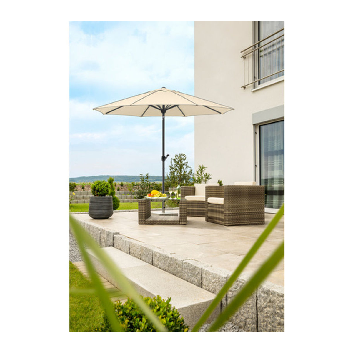 Schneider Schirme Marktschirm Adria Sonnenschirm rund beige mit UV-Schutz 50+ Durchmesser: 300 cm - Bild 2