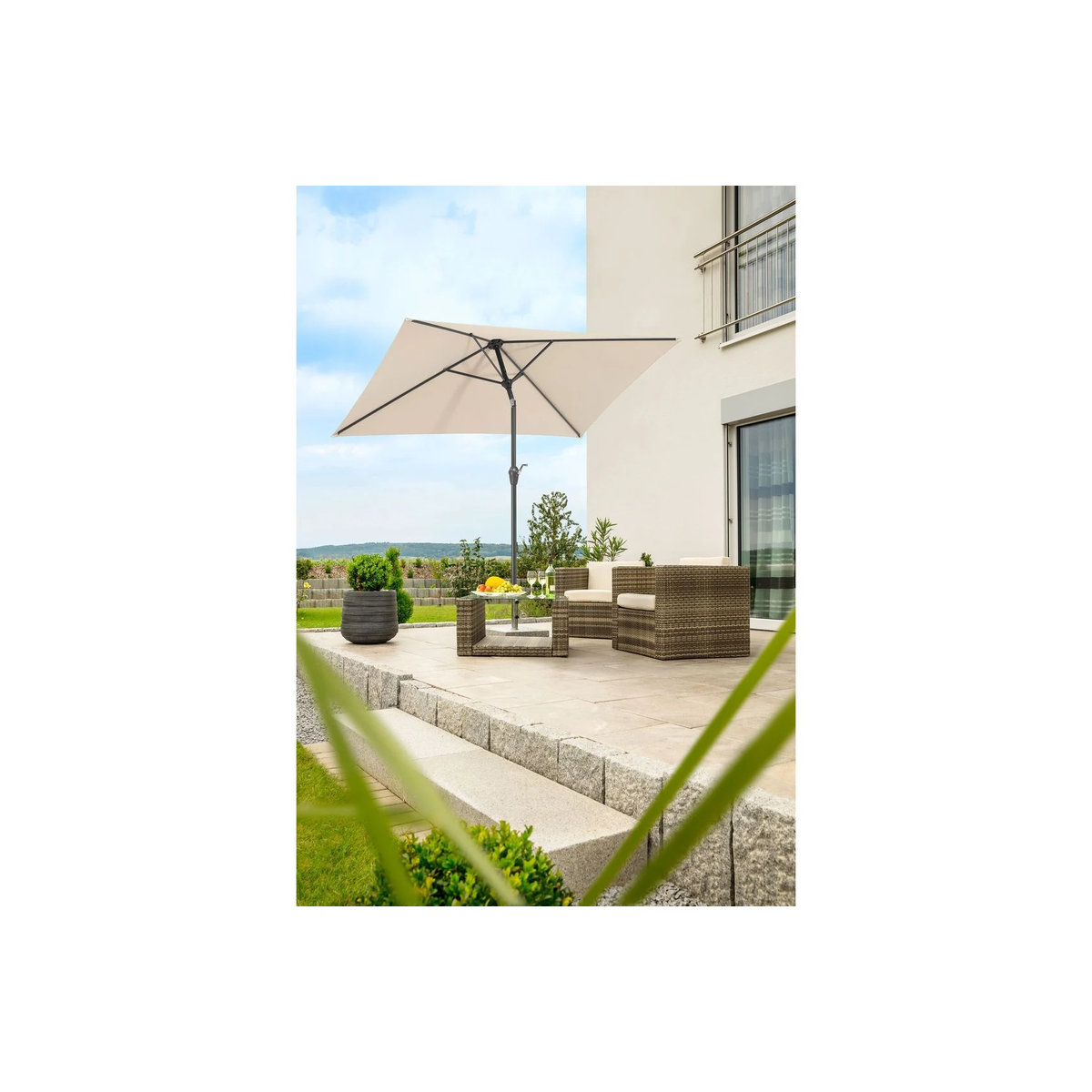 Schneider Sonnenschirm Bilbao mit Automatik-Knicker in Natur, B: 210 cm, T: 130 cm - Bild 2