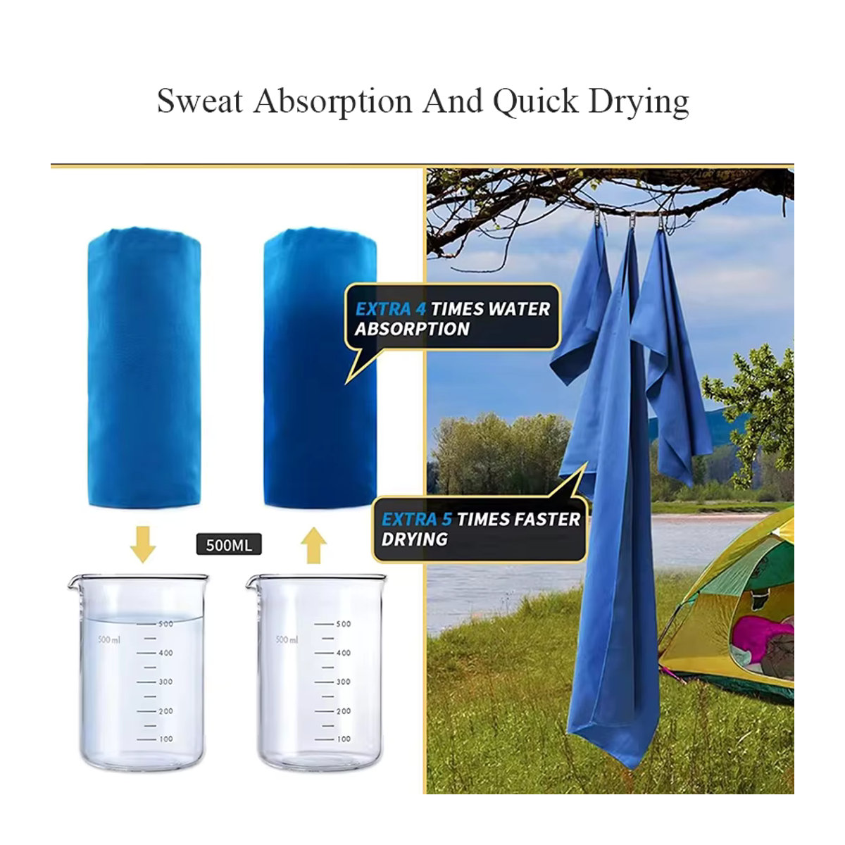 Schnell trocknendes Sporthandtuch von Tcaopoo für Fitness, Schwimmen und Camping in Blau, Grau, Grün oder Orange, B/H: 40 x 80 cm und 76 x 152 cm - Bild 2