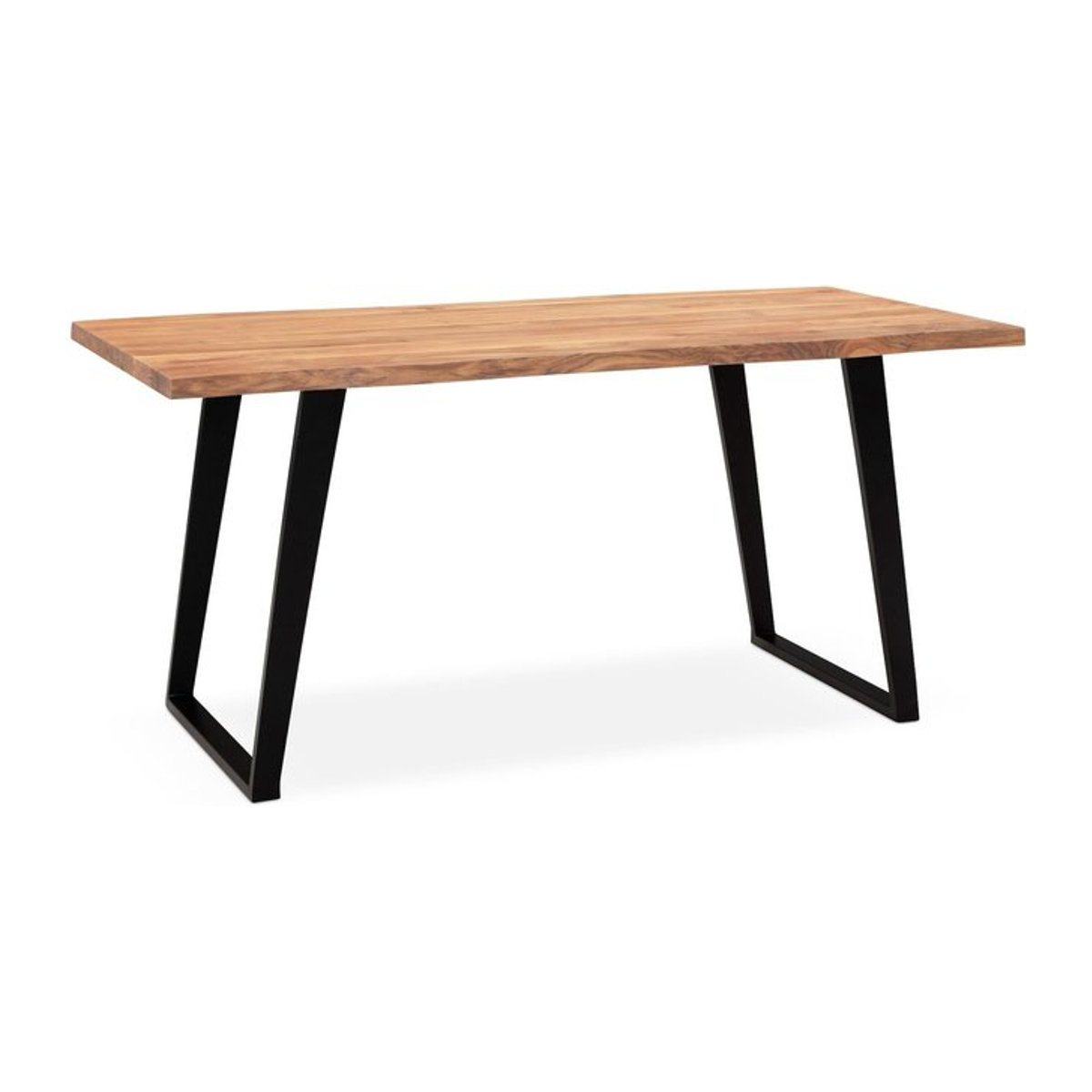 Schreibtisch Industrial aus Massivholz Akazie mit U-Metallgestell Kadima Design Atoll Kollektion, Farbe: Braun-Schwarz, B: 160 cm, T: 80 cm, H: 76 cm - Bild 1