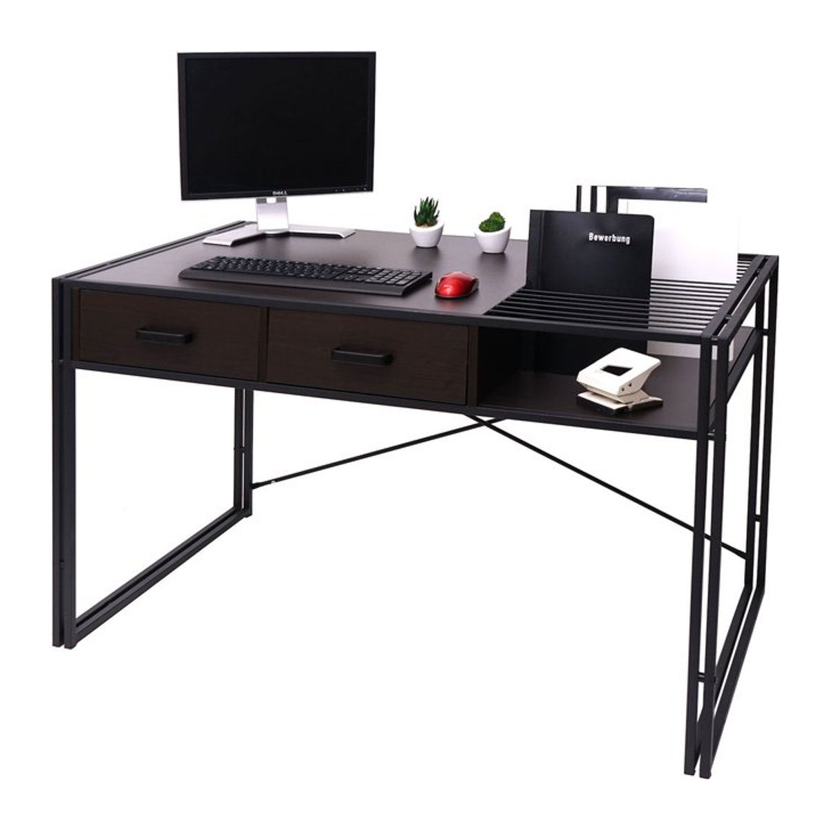 Schreibtisch MCW-H91 Industrial Computertisch aus Verbundwerkstoff in Braun, B/T/H: 120 x 76 x 70 cm - Bild 1