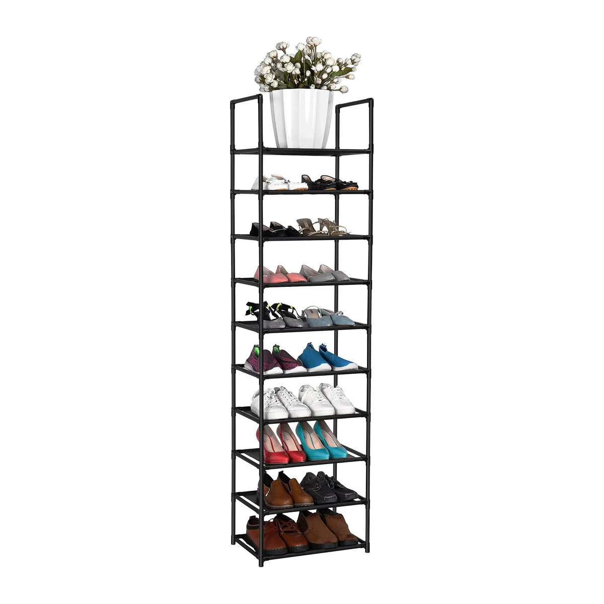 Schuhregal aus Metall in Schwarz für 25 Paare, minimalistischer Schuh-Organizer für den Eingangsbereich oder Schrank - Bild 2