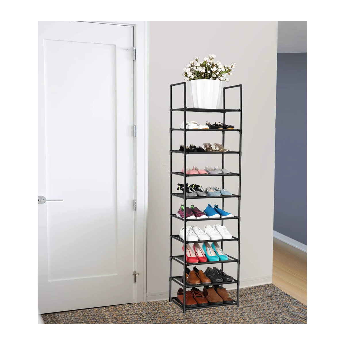 Schuhregal aus Metall in Schwarz für 25 Paare, minimalistischer Schuh-Organizer für den Eingangsbereich oder Schrank - Bild 5